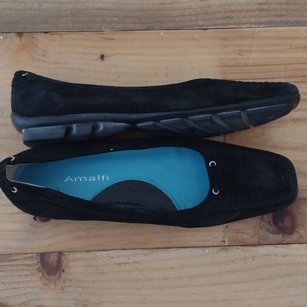 Amalfi Black Suede Slip On Shoes Made in Italy Size 6.5